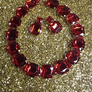 Rhinestone Earrings Necklace Set/ Bride Jewelry Gifts